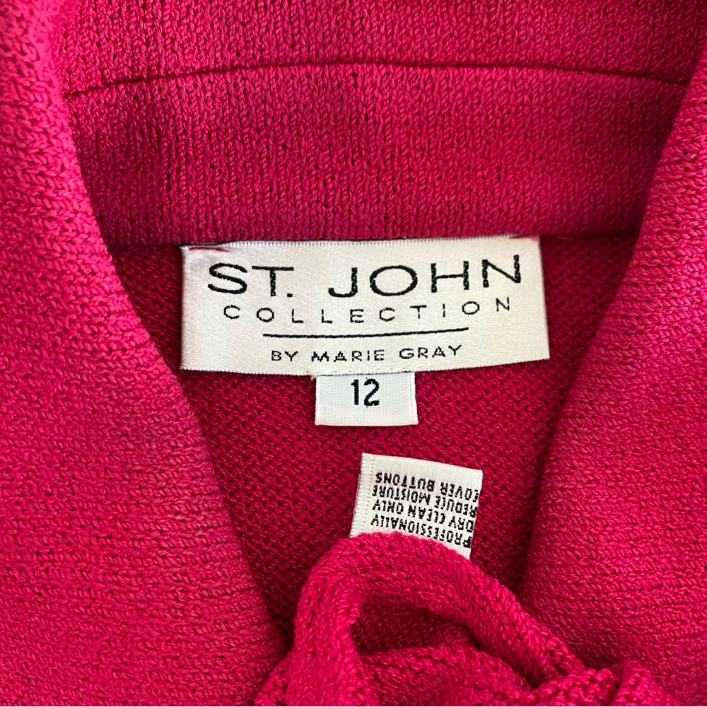 St. John Pink black trim button down Jacket - Picture 8 of 9